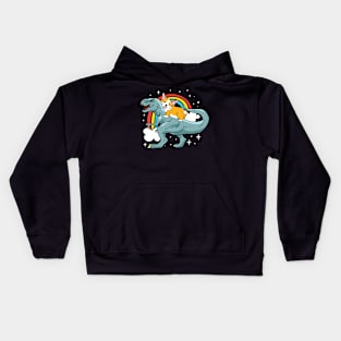 Corgi Riding Dinosaur Kids Hoodie